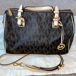 Michael Kors | Grayson Large Brown Monogram Bowling Bag | Lightly Used |